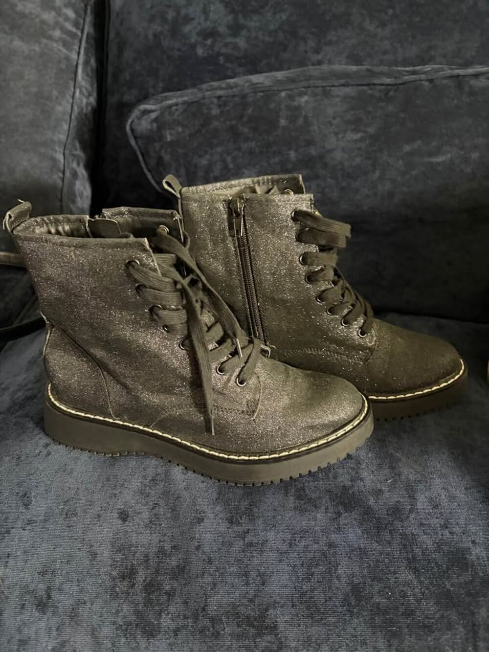 Kurry Glitter Combat Boots Size 7.5